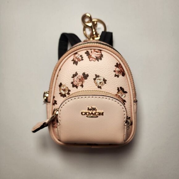 Coach Handbags - NWT COACH CAA68 Mini Court Backpack Bag Charm Rosette Print Gold/Blush/Multi